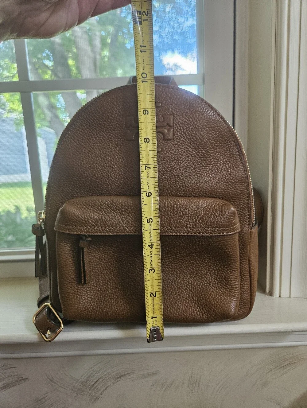 Tory Burch Chestnut Pebbled Leather Mini Backpack